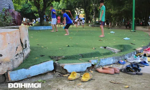 Cận cảnh nhiều hạng mục xuống cấp nghiêm trọng ở Công viên Cầu Giấy