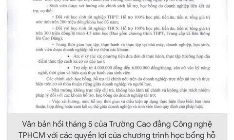 Trường CĐ Công nghệ TPHCM: Học bổng 100% học phí, sinh viên phản ánh phải làm việc như công nhân