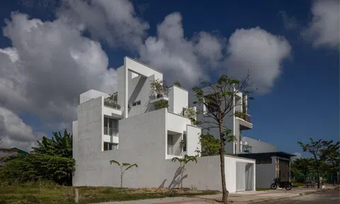 Ngôi nhà 3 tầng ứng dụng cấu trúc đặc - rỗng, tạo các chiều không gian thú vị