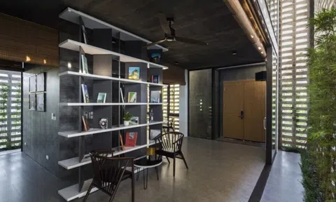 Ngôi nhà ở Hưng Yên sử dụng "áo giáp" gạch lỗ tạo hiệu ứng bóng nắng đẹp mắt