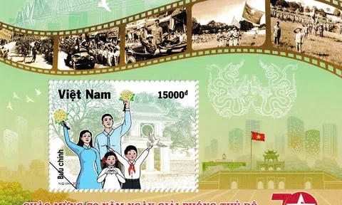 Chính thức phát hành bộ tem chào mừng 70 năm Ngày Giải phóng Thủ đô