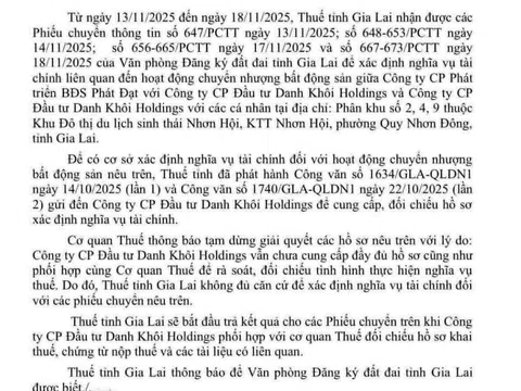 Hơn 20 hồ sơ chuyển nhượng BĐS bị “ách lại” do Danh Khôi Holdings chậm phối hợp với cơ quan thuế