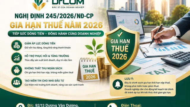 Nghị định 245/2026/NĐ-CP gia hạn thuế năm 2026: "Tiếp sức" dòng tiền cho doanh nghiệp, tạo động lực tăng trưởng kinh tế